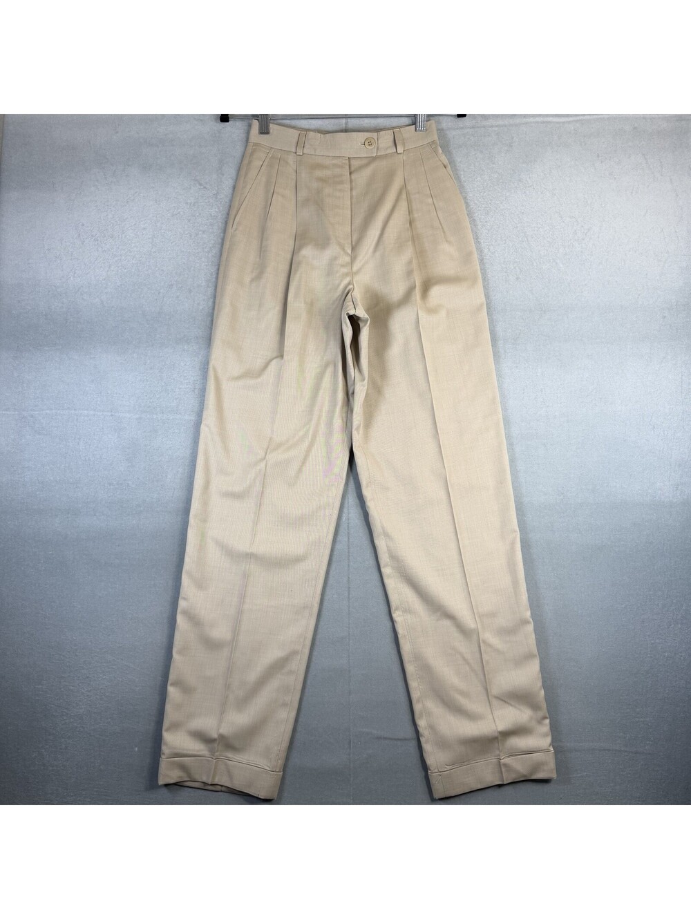 Bernard Zins Pants Womens 4 Beige 100% Wool Pleated Trousers Made in France